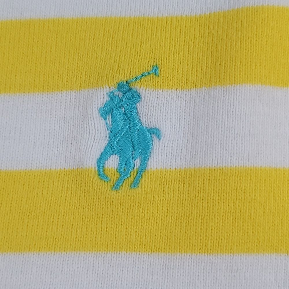 🔹️Ralph Lauren Sport Yellow & White Striped Long Sleeve Top Medium - Picture 4 of 7